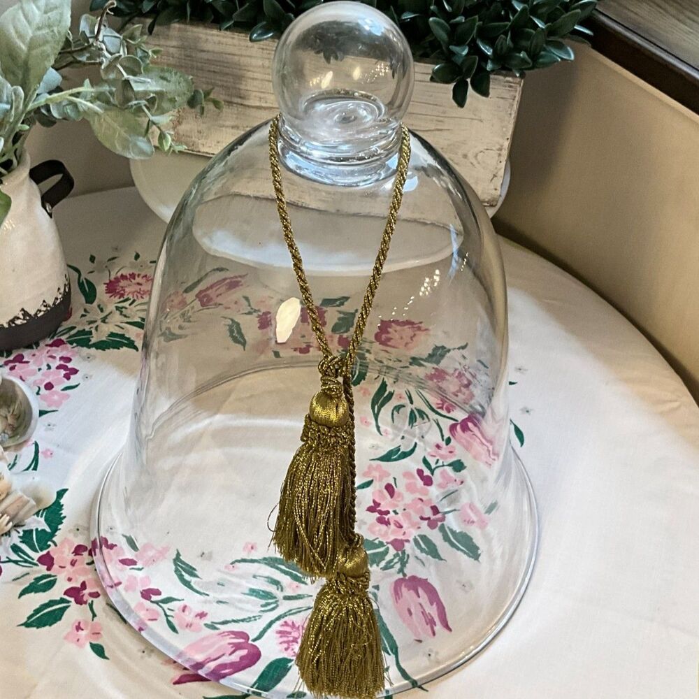 Gorgeous antique glass bell jar cloche large size; heavy glass cloche